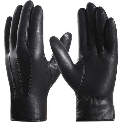 Gants Pour Hommes En Cuirs Doublés De Cachemire Gants En Cuir Homme Gmeu006.[V53]