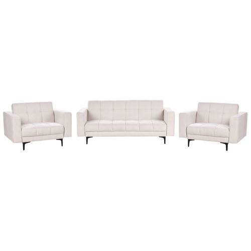 Ensemble De Salon En Tissu Blanc Cassé Alnes