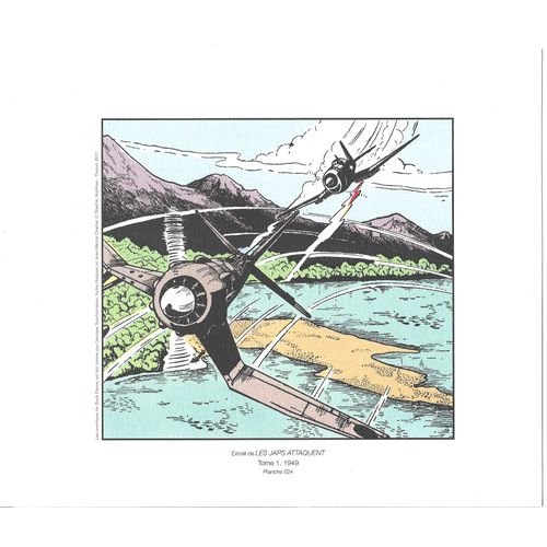 [ Ex-Libris / Lithographie / Tiré À Part ] Les Aventures De Buck Danny ( Tome 1 ) : " Les Japs Attaquent ", Planche 024 ( Charlier - Hubinon / Dupuis, 2011 )
