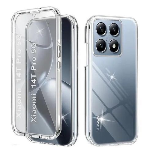 Coque Pour Xiaomi 14t Pro 5g - Housse Etui Silicone Gel 360 Integrale + Film Ecran - Transparent