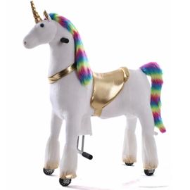 Licorne Cheval d’équitation à Roues - Grand - 5 à 9 ans - Jouet à Bascule - Arc-en-ciel