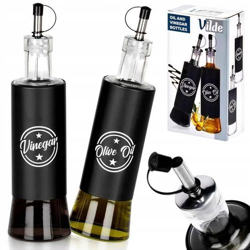 Set 2 Bouteilles Verre Avec Verseur Pour Huile Et Vinaigre 300ml