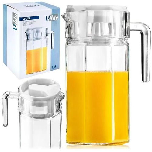 Carafe Eau Jus Citronnade Couvercle Verre 1,5l