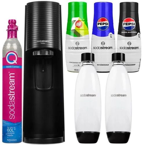 Pack Saturateur SodaStream TERRA Noir + 2 Bouteilles et Sirops