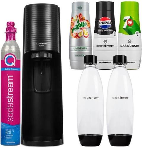 SodaStream Terra Noir 2 Bouteilles + 3 Sirops Pepsi Mirinda 7UP