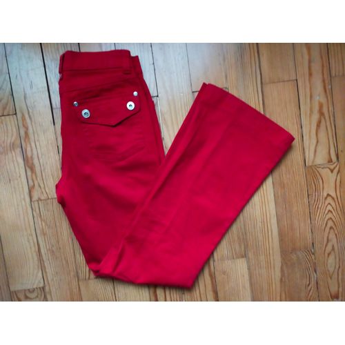 Jean Extensible Rouge À Bas Évasés 38 (Indiqué 36)