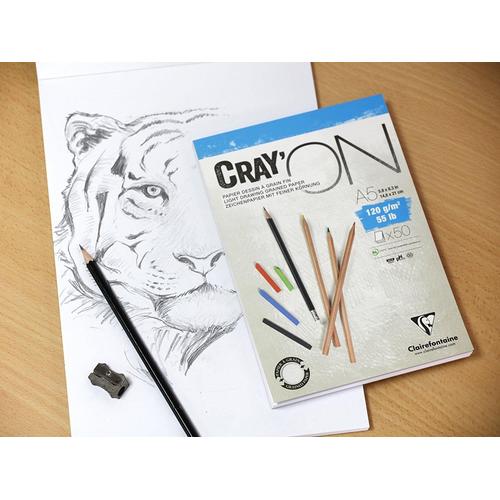 Clairefontaine Rame 250 Feuilles De Papier Cray'on Dessin Blanc Au Grain Fin - A4 21x29,7 Cm 200g