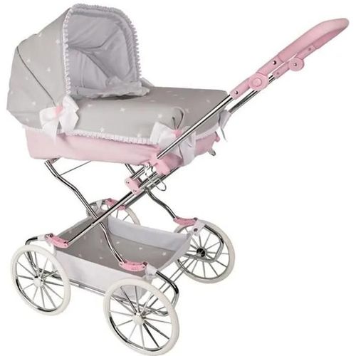 Poussette - Devessport - Emma - Gris, Blanc Et Rose - Hauteur Du Guidon 66-97 Cm - Sac Inclus