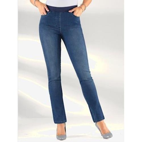 Jean Femme Confortable Avec Ceinture Élastique - - Bleu Délavé