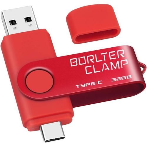 Clé Usb Type C 32 Go, Borlterclamp Mémoire Stick Double Connecteur Usb C 3.0 U Disque Flash Drive Pour Smartphone Android Samsung S10/S9/S8, Huawei Honor, Lg, Tablette Et Ordinateur (Rouge)[Q1223]