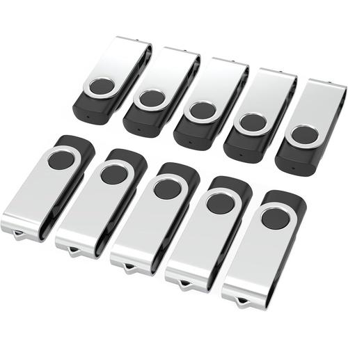 Cle Usb 1 Go Lot De 10, Clé Usb 2.0 Flash Drive Clés Usb 1Go Pivotant Stockage Disque Mémoire Stick Pendrive Avec Noir[Q2030]