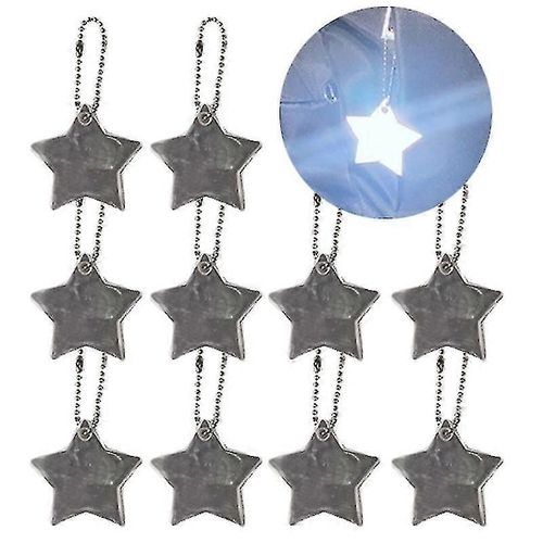 10 Pcs Stylish Reflective Stars Keyring Réflecteurs De Sécurité Pour Enfants Porte-Clés Pour Sac