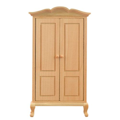 1:12 Miniature Meubles Armoire En Bois Cabinet Meuble Chambre Double Porte Placard