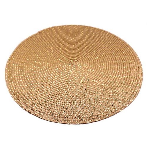 4 Pièces Tapis De Table À Manger Tissé Pad Bols Chauffants Tasses Table De Sous-Verre Pour L¿Approvisionnement À La Maison (Marron + Or)