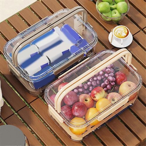 Boîte de conservation fraîche pour réfrigérateur portable,Bac-à légumes portable de grande capacité avec poignée,Récipients de stockage de fruits pour réfrigérateurA