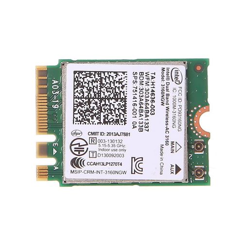 Carte réseau sans fil Carte Wifi 2.4g / 5g Récepteur sans fil pour Intel 3160 AC