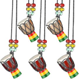 5 Pcs Instrument Colliers Djembé Tambour Mini Pendentif Tambour Africain Collier En Bois Tambours Et Percussi-Dwdz