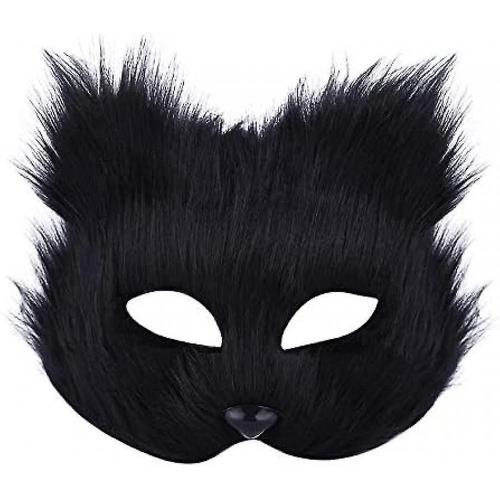 Jusch Masque Halloween Masque De Renard Cosplay Costume Demi-Face Animal Furry Party Noël Yeux Chat Masques Pâques Demi-Masques Faciaux