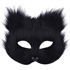 Jusch Masque Halloween Masque De Renard Cosplay Costume Demi-Face Animal Furry Party Noël Yeux Chat Masques Pâques Demi-Masques Faciaux