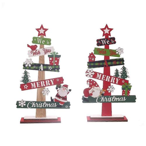 Arbre de Noël ornements en bois Lot de 2 pour la décoration de passerelle d¿étagère à la maison