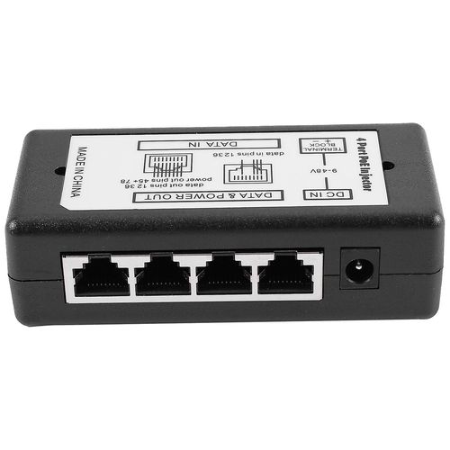 4 Port Poe Injecteur Poe Adaptateur Secteur Ethernet Broche d¿alimentation 4,5 (+) / 7,8 (-) Entrée Dc12V-DC48V pour