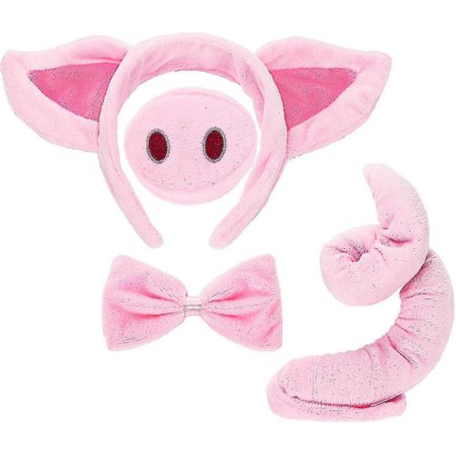 Dww-Pig Costume Set Oreilles De Cochon Nez Queue Et Noeud Papillon Cochon Rose Déguisements Costume Accessoires Pour Enfants Ta