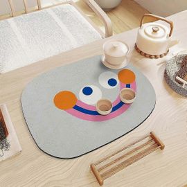 Tapis De Séchage De Vaisselle En Polyester Tapis De Vaisselle Absorbant Mignon Pour Comptoir De Cuisine, Tapis D¿Égouttoir À Vaisselle Antidérapant Lavable En Machine Tapis De Cuisine À Séchage Rapide