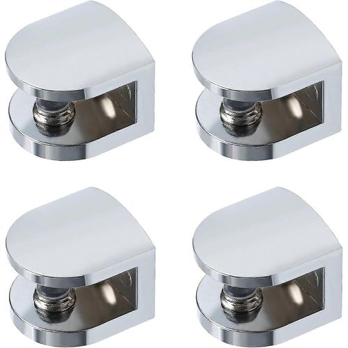 Pince En Verre Support D¿Étagère En Verre Support D¿Étagère Mural Pince Réglable, Verre Adaptatif D¿Épaisseur De 7-9 Mm, Finition Polie En Alliage De Zinc, 4 Pcs, Ebl101