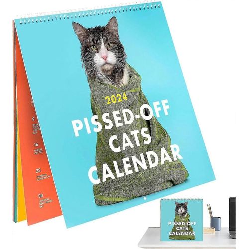 Calendrier Des Chats Énervés 2024, Calendrier Mural Chat Drôle, Calendrier De Chat De 12 Mois, Cadeau De Vacances Drôle Et Impertinent Pour Les Amoureux Des Chats