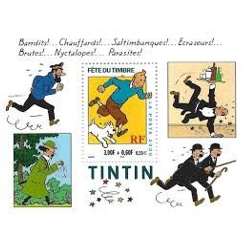 Fête Du Timre : Tintin Et Les Personnages De La Bande Dessinée Bloc Feuillet 28 Année 2000 N° 3304 Yvert Et Tellier Luxe