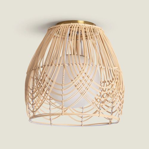 Plafonnier Rotin Et Verre Bagrat Naturel