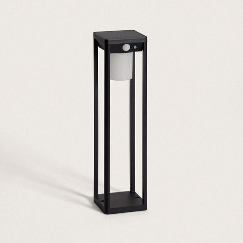 Balise Sur Pied Extérieure Solaire Led 2,5w 40cm Aluminium Avec Détecteur De Mouvement Devah Noir