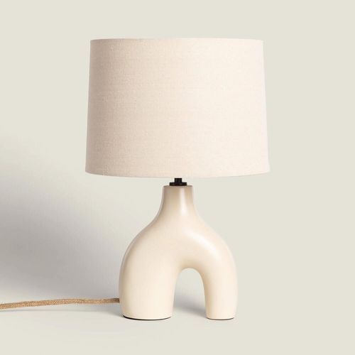 Lampe À Poser Céramique Et Lin Ginger Beige