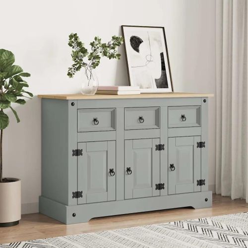 Prolenta Premium - Buffet Corona Gris 112x43x78 Cm Bois Massif Pin Mexicain