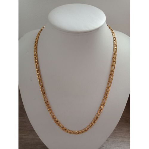 Chaîne En Acier Inoxydable Doré Maille Figaro Alternée Taille 54 Cm
