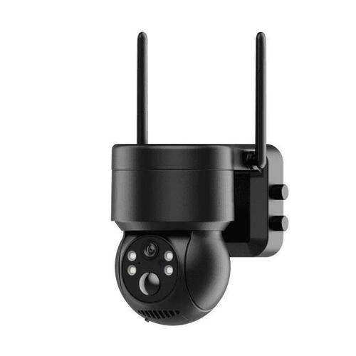 Caméra de surveillance, 4MP, 128G, audio bidirectionnel, IP66, détection PIR, plastique, noir