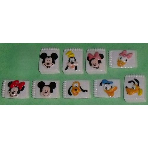 Série De 9 Fèves Différentes De Galette Des Rois , Fèves Brillantes Et Plates En Format Vertical Et Horizontal : Les Croquis De Disney De 2015 : Minnie, Mickey, Donald, Pluto, Dingo