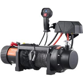 Treuil électrique, Vevor, 12 V, 10 000 lb, télécommande, câble en nylon, IP67, noir