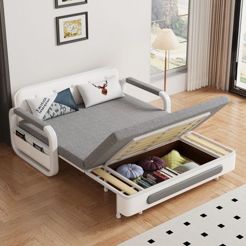 Canapé Convertible Avec Fonction Lit Et Rangement, Canapé-Lit Pour Petits Espaces Et Salons, 158 Cm
