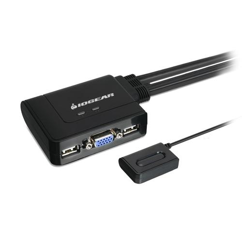 VGA Commutateur KVM Switch USB 1920x1080 (max. 2048 x 1536) avec 2 interfaces USB 2.0 pour clavier,souris,lecteur et câble de 1,8 m et télécommande,Plug n Play,compatible avec PC,MAC(Q1043)