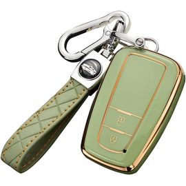 Tpu Coque De Clé De Voiture Adapté Pour Toyota Chr C-Hr Prado Prius Camry Corolla Rav4 2017-2019 Télécommande Tpu Cas Coque De Protection Pour Clé De Voiture Avec Porte-Clés 2 Boutons-Vert(Q898)