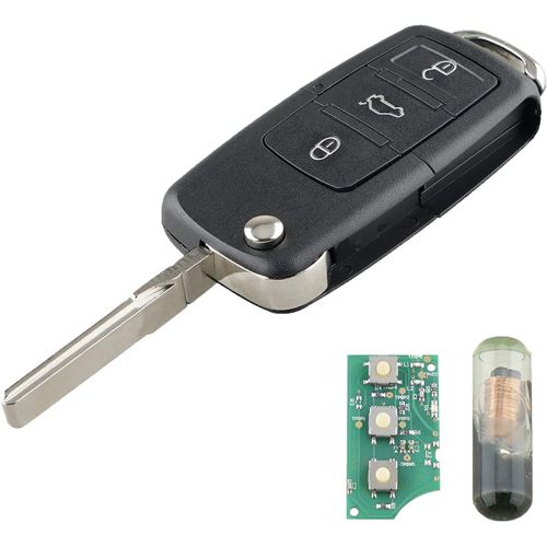 433mhz 3 Boutons Coque De Clé De Voiture Télécommande Pliante De Remplacement Pour V W Mk5 Golf Seat Leon Sko Da Octavia Tou-Ran Clé De Voiture Coque Avec Id48 Chip (Oem:1k0959753g)(Q1001)
