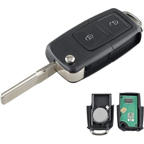 2 Boutons Coque De Clé Télécommande Voiture Pour V W Go Lf Po Lo Passat Transporter T5 Seat Ibiza Vario Sko Da Superb Octavia Clé De Voiture Coque Avec 433mhz Id48 Chip (Oem:1j0959753ag)(Q1002)