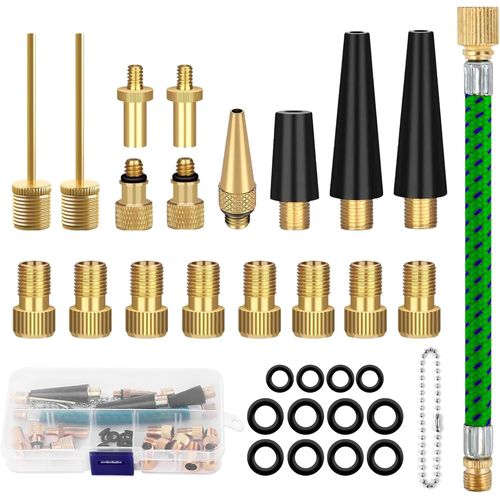 32 Pièces Adaptateur de Pompe à Vélo, Embout Pompe Velo DV SV AV, Embout Gonflage Velo pour Pompe à Vélo et Compresseurs Pompes, Accessoires Velo.[G809]