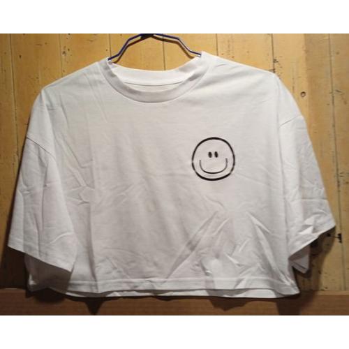 Top Femme - " Shein " - Blanc - Smiley - Taille L