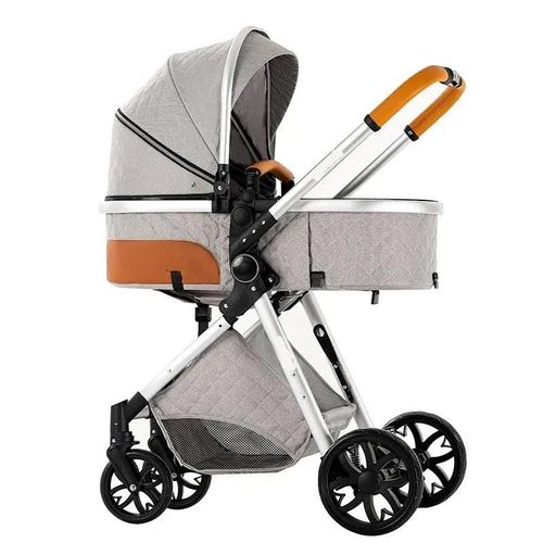 Poussette Pour Bébé, 3 En 1, Siège Bidirectionnel, Pliable, Alliage, Anticorrosion, Gris Clair