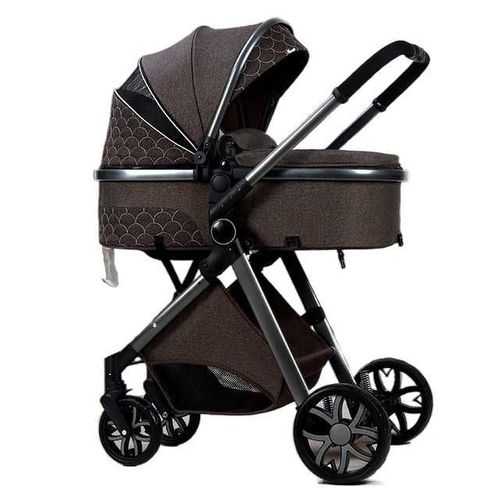 Poussette Bébé, 3 En 1, Pliable, Portable, 4 Roues, Chocolat