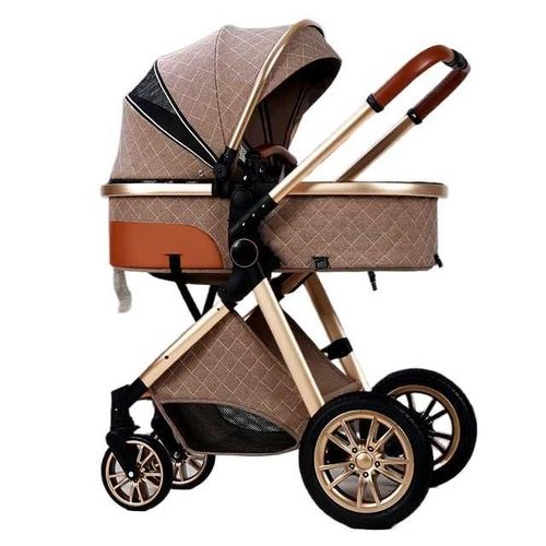 Poussette Pour Bébé, 3 En 1, Pliable, Portable, 4 Roues, Marron