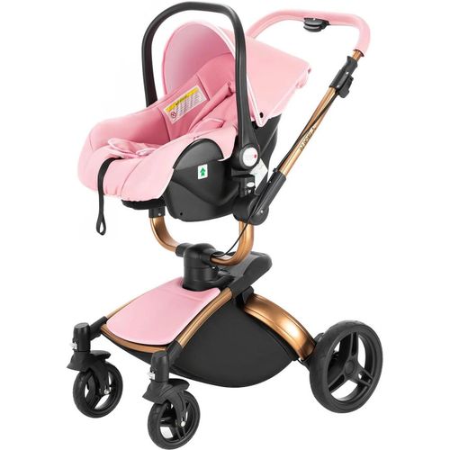 Poussette Pour Bébé, 3 En 1, Châssis En Aluminium, Portable, Rose