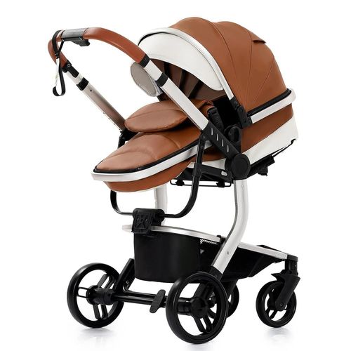 Poussette Pour Bébé, 3 En 1, Imperméable, Résistante Aux Taches, Pliable, Cadre En Alliage, Kaki